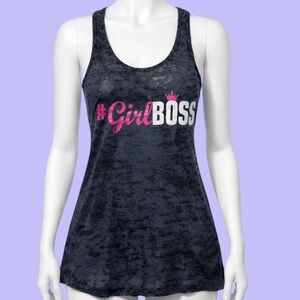 Early 2000s Y2K Scene Girl Sheer Black #GirlBoss Tank Top